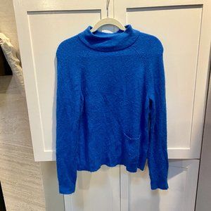 HALOGEN MOCK NECK POCKET SWEATER COBALT BLUE